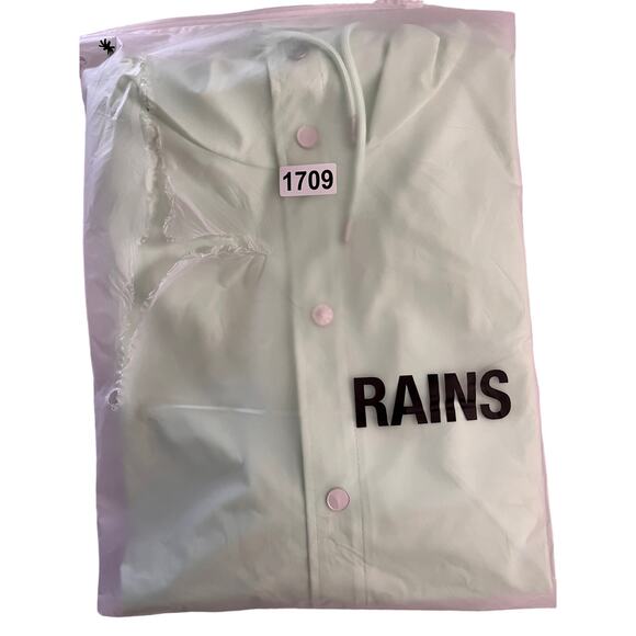 RAINS Unisex Waterproof Rain Jacket With Hood in Mineral color in Size XL NWT - Picture 5 of 11